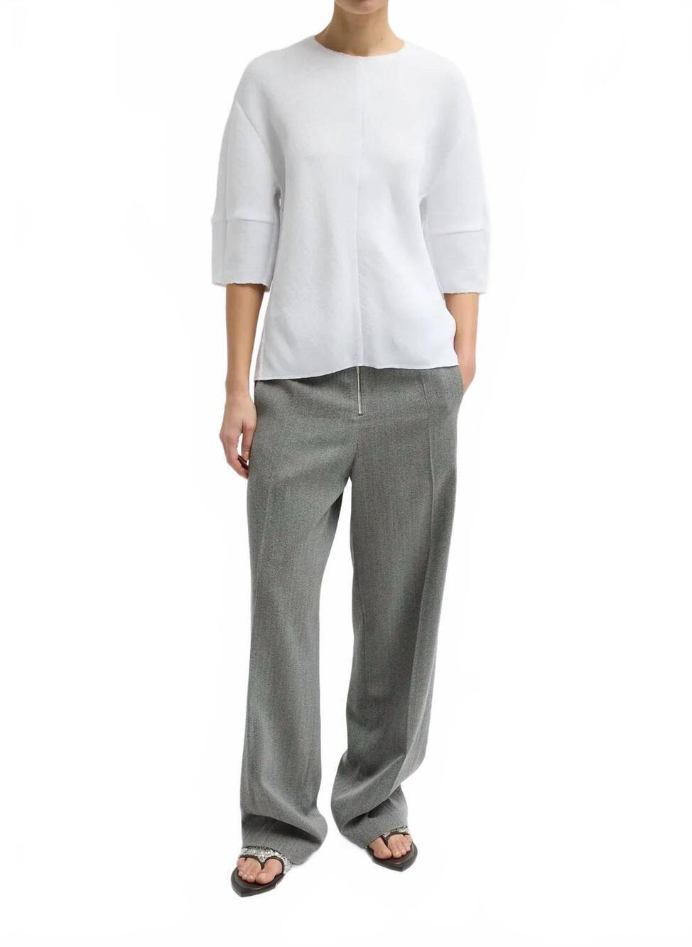 NEW TIBI plisse hinged short sleeve top in white